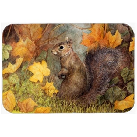 Carolines Treasures BDBA0097LCB Grey Squirrel In Fall Leaves Glass Large Cutting Board
